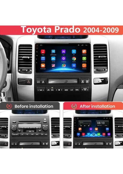 Toyota Prado 2004-2009 Android Multimedya Carplayli 9 Inc Hd IPS Ekran 4GB/64GB Kamera Hediyeli modelleri