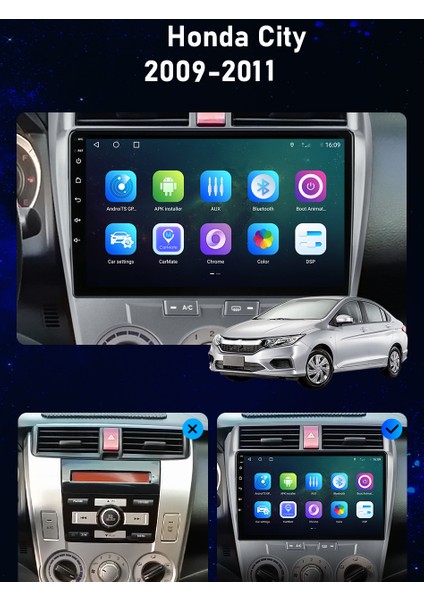 Honda City 2009-2011 Android Multimedya Carplayli 9 Inc Hd IPS Ekran 4GB/64GB Kamera Hediyeli modelleri