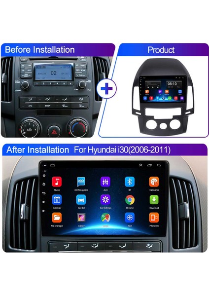 Hyundai I30 2006-2011 Android Multimedya Carplay 9 Inc Hd IPS Ekran 4GB/64GB Kamera Hediyeli
