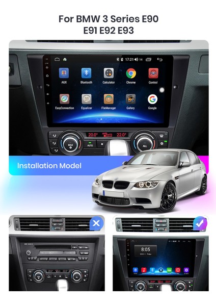 Bmw 3 Serisi E90 E91 E92 E93 Multimedya Carplay 9 Inc Hd IPS Ekran 4GB/64GB Kamera Hediyeli modelleri