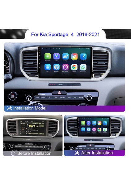 Kia Sportage 2018 -2021 Android Multimedya Carplay 9 Inc Hd IPS Ekran 4gb Ram /64GB Kamera Hediyeli