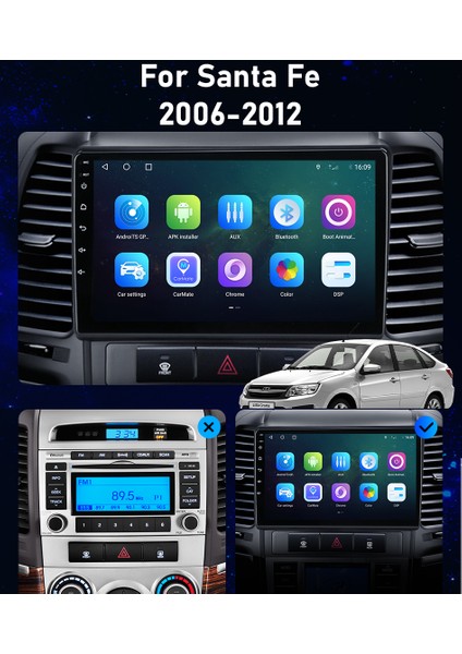 Hyundai Santa Fe 2006-2012 Android Multimedya Carplay 9 Inc Hd IPS Ekran 4GB/64GB Kamera Hediyeli fiyatları
