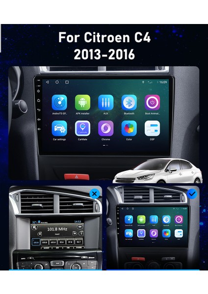 Citroen C4 Android Multimedya 10 Inc Hd IPS Ekran 4gb Ram /64GB Kamera Hediyeli