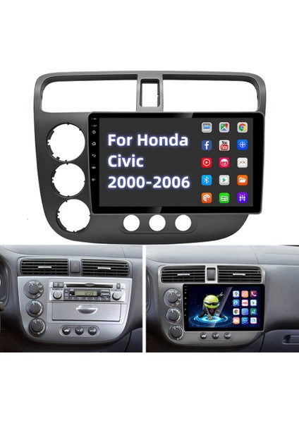 Honda Civic Vtec Android Multimedya Carplayli 9 Inc Hd IPS Ekran 4GB/64GB Kamera Hediyeli modelleri