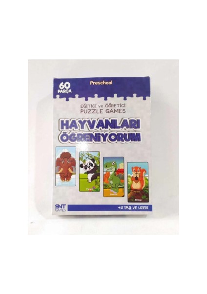 Eğitici ve Öğretici Puzzle Hayvanları Öğreniyorum 60 Parça 3 Yaş Üzeri