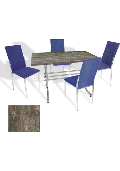 Japon Werzalit - Gözde Mutfak Masa Takımı - (Old Pine - Taytüyü Lacivert)
