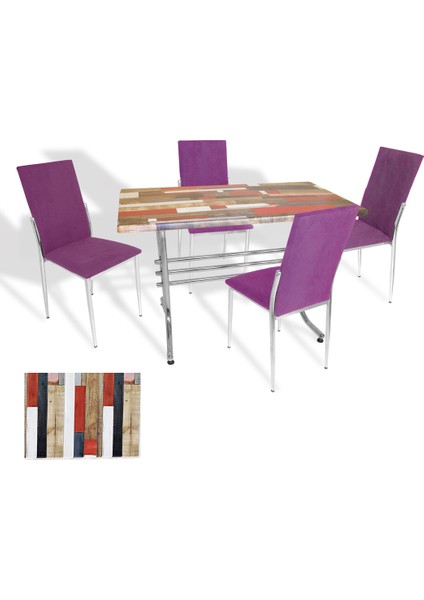 Japon Werzalit - Gözde Mutfak Masa Takımı - (Redwood - Taytüyü Mor)