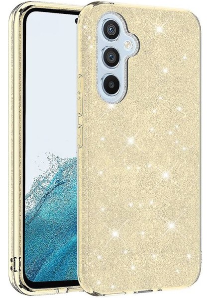 Samsung Galaxy A14 ile Uyumlu Luxury Simli Taşlı Parlak Silikon Tam Koruma Kadın Telefon Kılıfı Kapak