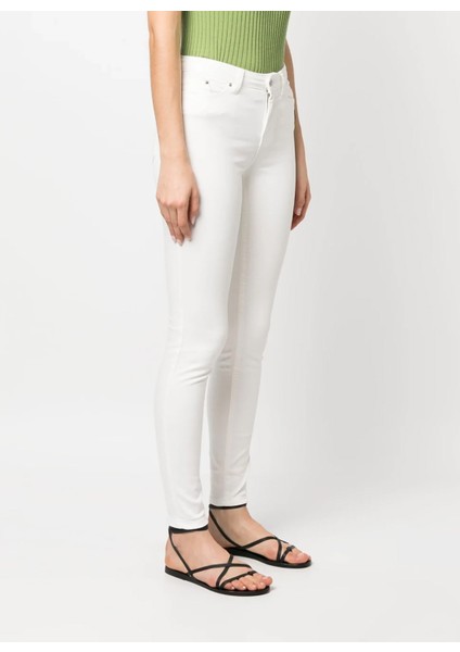 Yüksek Bel Normal Beyaz Kadın Denim Pantolon 230W1110