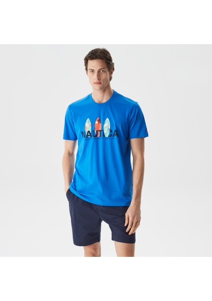Nautıca Erkek Mavi Desenli Standart Fıt Kısa Kollu T-Shirt V35508T.4SJ fiyatları