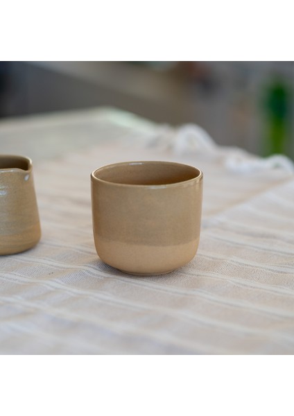 Kupa ve Sütlük Takımı Stoneware El Yapımı Seramik Kahve Takımı