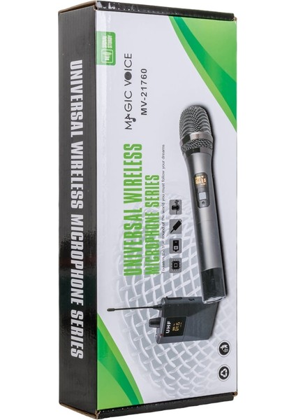Magıcvoıce MV-21760 Uhf Ekranlı Kablosuz El Telsiz Mikrofon