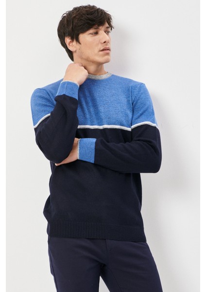 ALTINYILDIZ CLASSICS Erkek Lacivert-indigo Standart Fit Normal Kesim Şardonlu Yumuşak Dokulu Triko Kazak fırsatları