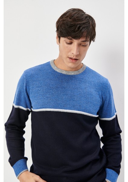 ALTINYILDIZ CLASSICS Erkek Lacivert-indigo Standart Fit Normal Kesim Şardonlu Yumuşak Dokulu Triko Kazak indirimleri