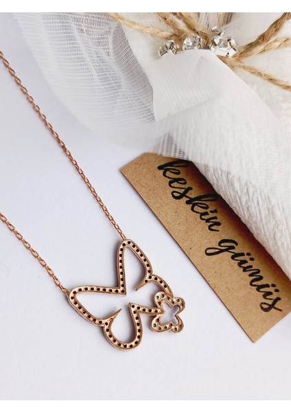 925 Ayar Gümüş Siyah Zirkon Taş Kelebek Figür Kadın Trend Kolye Gold Zincir Yılbaşı Yeni Yıl Hediye fiyatları