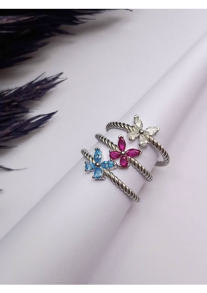 925 Ayar Gümüş Zirkon Taşlı Pembe Burgu Kelebek Model Trend Kadın Yüzük Sevgililer Günü Hediye indirimleri