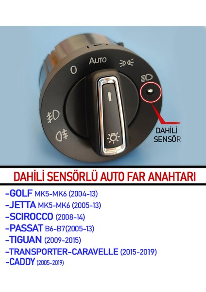 Karanlıkta Otomatik Yanan Far Dönüşümü - Golf Jetta Caddy Passat Tiguan