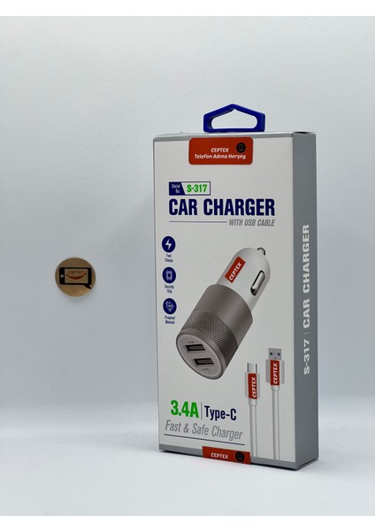 Type-C Uyumlu Araç Şarj Aleti S-317 Araba Çakmaklık Şarj