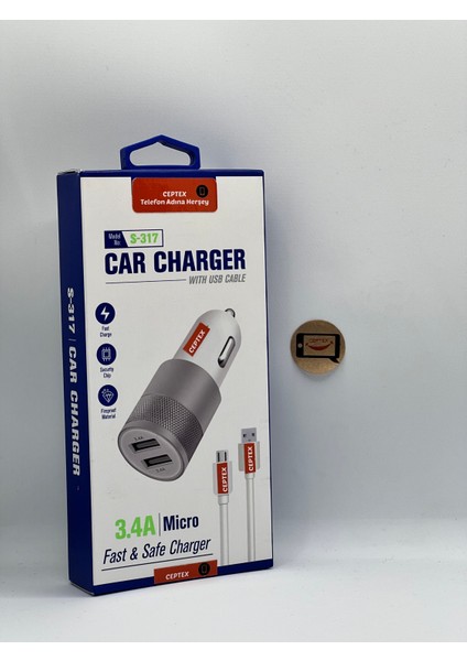 Micro Uyumlu Araç Şarj Aleti S-317 Araba Çakmaklık Şarj