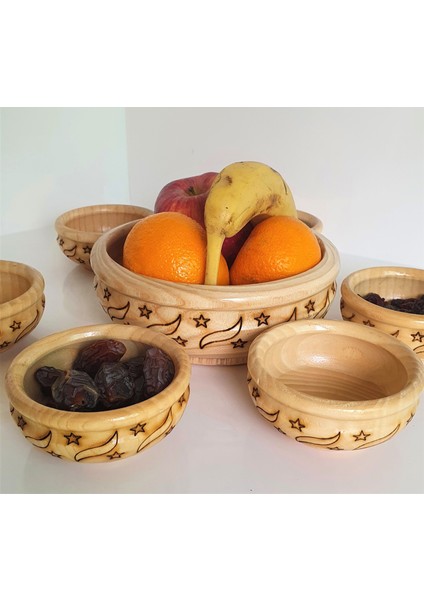 Desenli Ahşap Çerez Kase Seti-Çerezlik (7'Li Set) modelleri
