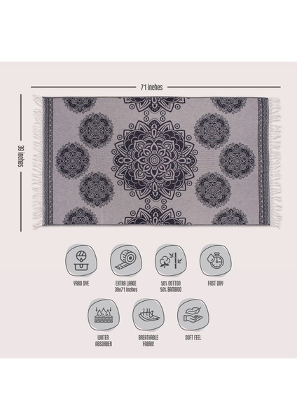 100 x 180 cm Pamuk - Bambu Büyük Çiçek Desenli Bez Peştemal indirimleri