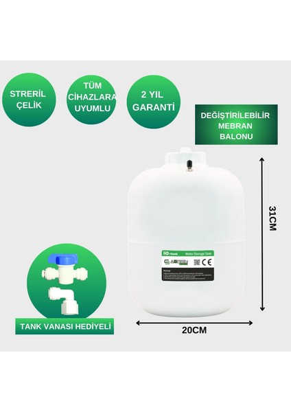 Wpl Aspirin Içi Değiştirilebilir 8lt Su Arıtma Cihazı Tankı