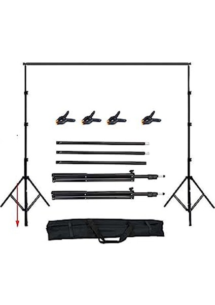 Backdrop Fon Standı Stüdyo Stand Kit Taşıma Çantalı Set 2,5 x 3 m