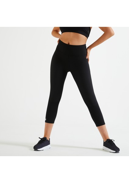 Domyos Kadın Siyah Spor Taytı 100 - 3/4 - Fitness Kardiyo