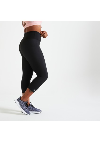 Domyos Kadın Siyah Spor Taytı 100 - 7/8 - Fitness Kardiyo