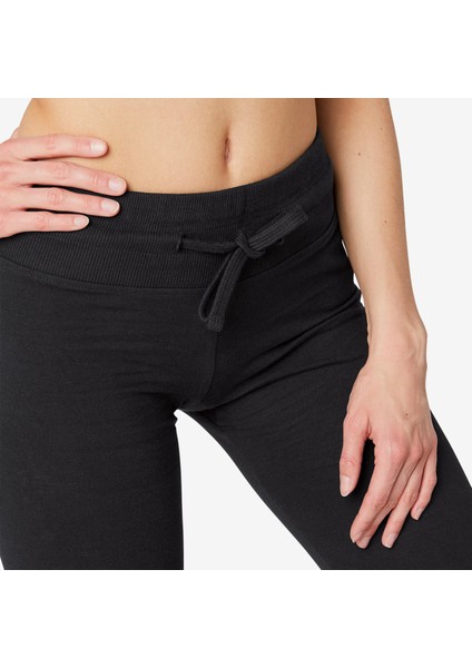 Domyos Kadın Siyah Spor Tayt - Fit 500 - Regular - Fitness Hafif Antrenman / Pilates
