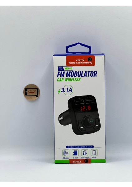 Araç Müzik Çalar Fm Transmitter Modulator Oto Araba Çakmaklık Bluetooth USB Mdl-12