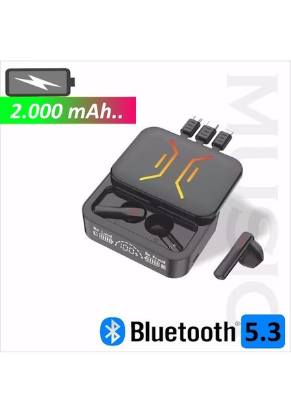 M80 2000 Mah Powerbankli Bluetooth Kablosuz Kulaklık 5.3V