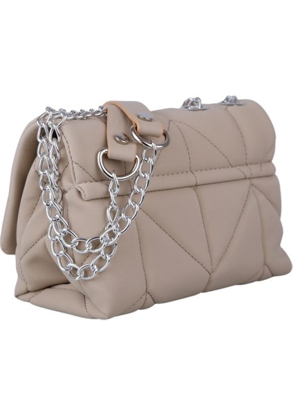 Zincirli Şık Bayan Çapraz El ve Omuz Çantası Vizon modelleri