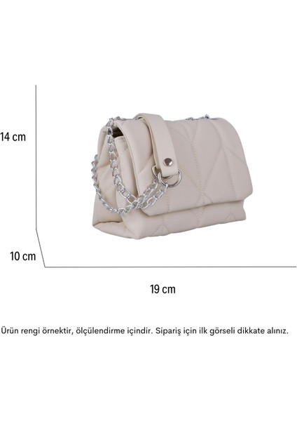 Zincirli Şık Bayan Çapraz El ve Omuz Çantası Vizon indirimleri