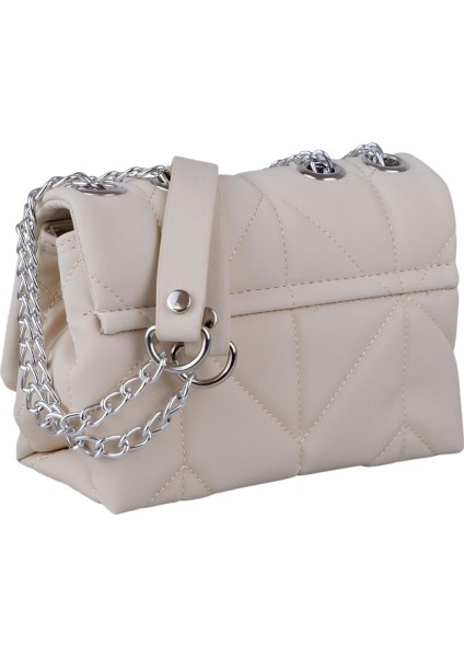 Zincirli Şık Bayan Çapraz El ve Omuz Çantası Bej modelleri