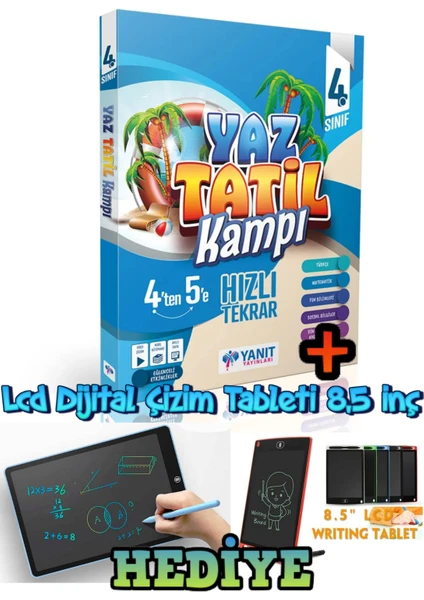 Yanıt Yayınları  4.Sınıf Yaz Tatil Seti 4 .Sınıftan 5. Sınıfa Geçenler Için 2023 LCD Yazılıp Silinebilen Tablet