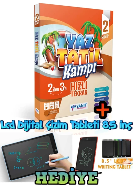 Yanıt Yayınları  2. Sınıf Yaz Tatil Seti - 2 .Sınıftan 3. Sınıfa Hazırlık 2023 LCD Yazılıp Silinebilen Tablet