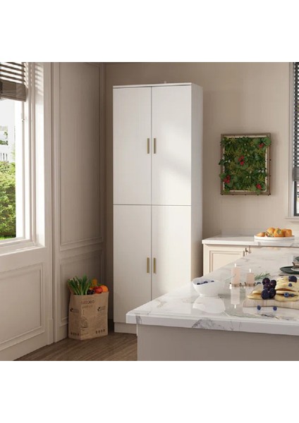 Çok Amaçlı Dolap, Mutfak Dolabı, Banyo Dolabı, Kiler Erzak Dolabı, Beyaz Mdf, MDLP18