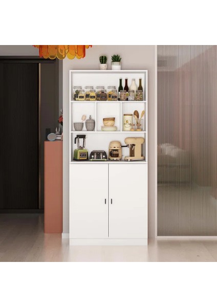 Çok Amaçlı Dolap, Hazır Mutfak Dolabı, Kiler Erzak Dolabı, Beyaz Mdf, MDLP39
