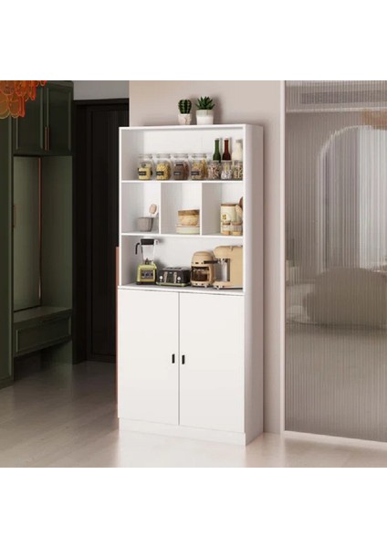 Çok Amaçlı Dolap, Hazır Mutfak Dolabı, Kiler Erzak Dolabı, Beyaz Mdf, MDLP39