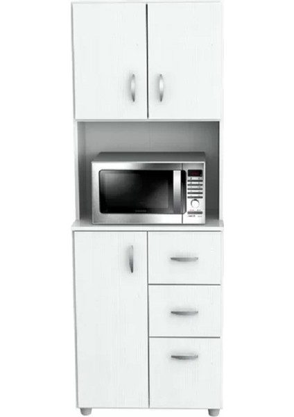 Mutfak Dolabı, Çekmeceli Kapaklı Çok Amaçlı Dolap, Erzak Kiler Dolabı, Beyaz Mdf, MDLP10