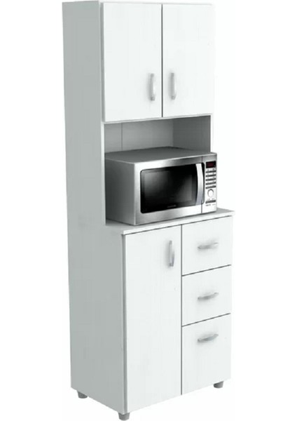 Mutfak Dolabı, Çekmeceli Kapaklı Çok Amaçlı Dolap, Erzak Kiler Dolabı, Beyaz Mdf, MDLP10