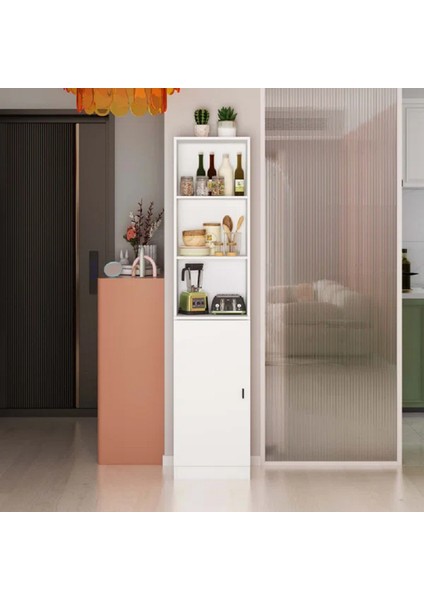 Çok Amaçlı Dolap, Mutfak Dolabı, Kiler Erzak Dolabı, Beyaz Mdf, MDLP25