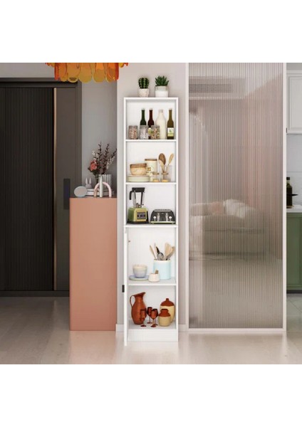 Çok Amaçlı Dolap, Mutfak Dolabı, Kiler Erzak Dolabı, Beyaz Mdf, MDLP25