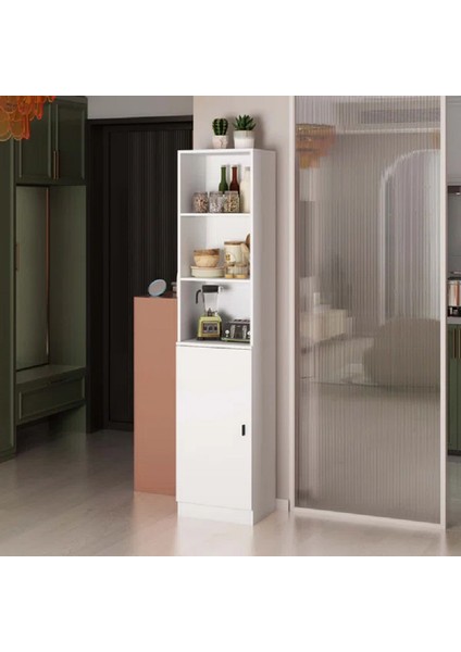 Çok Amaçlı Dolap, Mutfak Dolabı, Kiler Erzak Dolabı, Beyaz Mdf, MDLP25