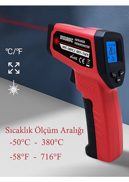 DT8380FC Kızılötesi Lazerli Termometre 380°C