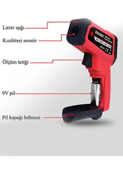 DT8380FC Kızılötesi Lazerli Termometre 380°C