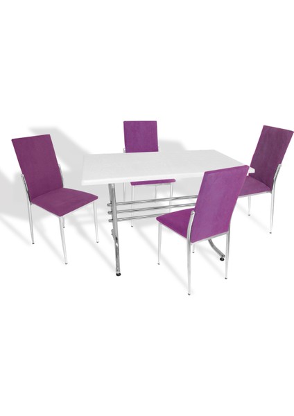 Japon Werzalit - Gözde Mutfak Masa Takımı - (Beyaz - Taytüyü Mor)