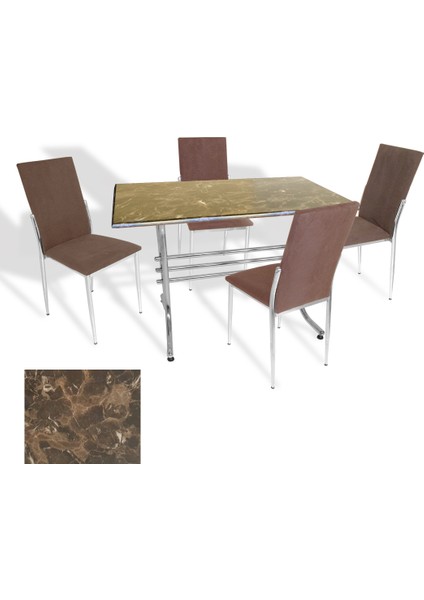 Japon Werzalit - Gözde Mutfak Masa Takımı - (Karacabey Mermer - Taytüyü Kahve)