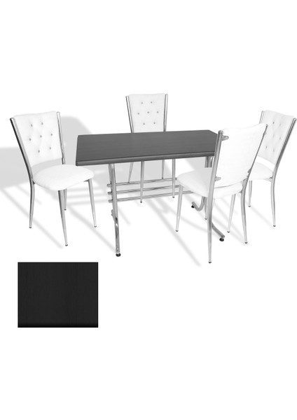 Japon Werzalit - Kapitoneli Mutfak Masa Takımı - (Siyah - Beyaz)